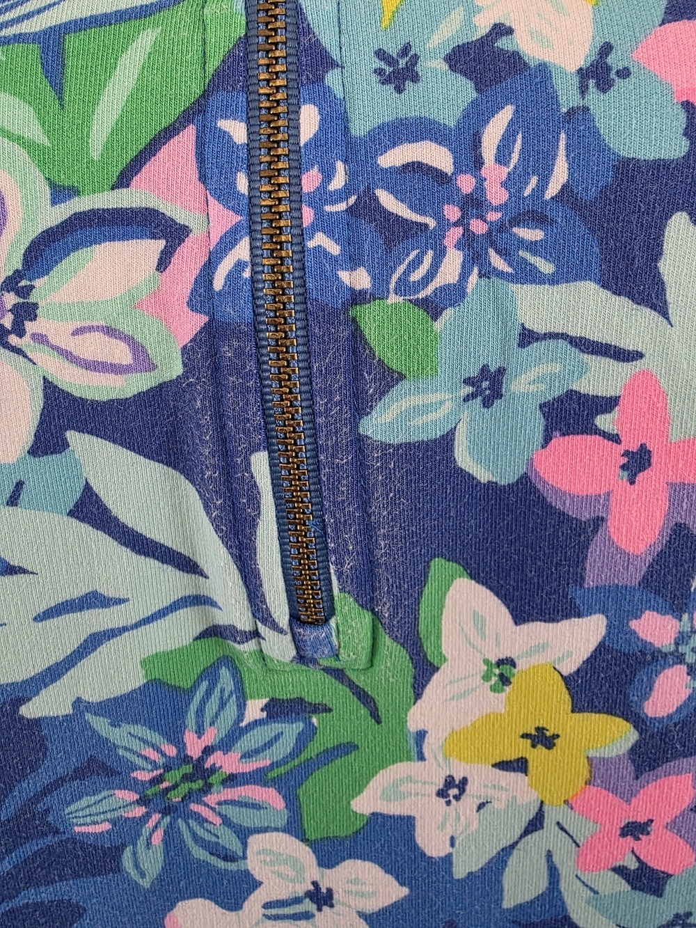Lilly Pulitzer Melena UPF 50+ Popover Borealis Blue Social Quarter Zip SZ Large - Picture 5 of 11